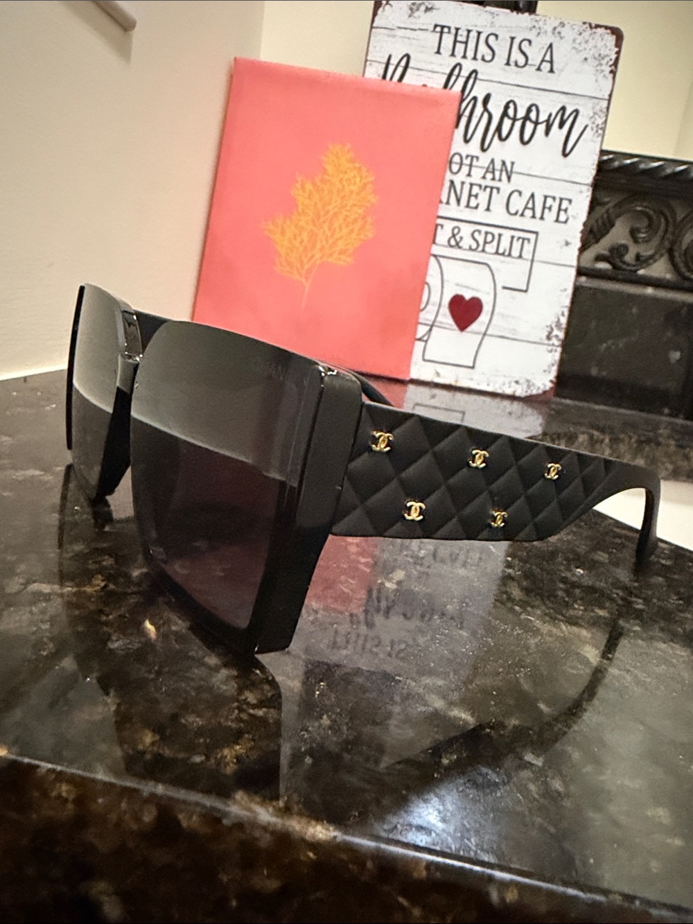 CC Brand New black with gold monogram sunglasses logo on lens!